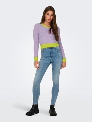 ONLY W DOWN PULLOVER LONG SLEEVES CROP CONTRAST 15270559