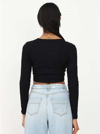 ONLY T-SHIRT SHIA LONG SLEEVES RUCHING SHORT 15252040 BLK
