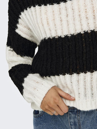 ONLY MAGLIONE MAY STRIPE 15324054 BLK