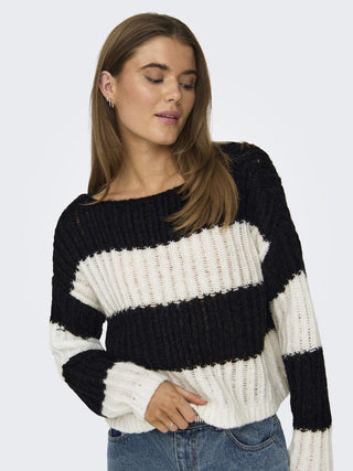 ONLY MAGLIONE MAY STRIPE 15324054 BLK