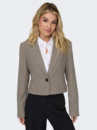 ONLY W ADISON LONG SLEEVES CROP CHECK BLAZER JACKET 15303327