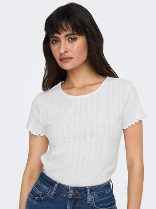 ONLY T-SHIRT CARLOTTA SHORT SLEEVES TOP WOMEN 15256154 WHT