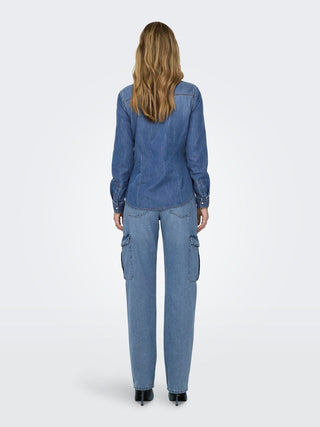 ONLY CAMICIA ALEXA LONG SLEEVES DENIM SHIRT ANA DONNA 15315185 MBD