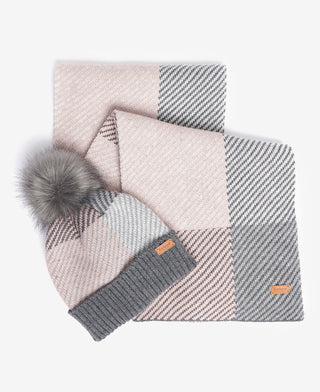 BARBOUR W NYLA BEANIE &amp; SCARF LGS0088 GY11
