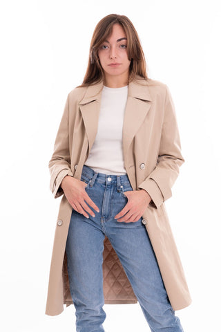 MARKUP W DOUBLE-BREASTED COTTON NYLON TRENCH COAT MW564017