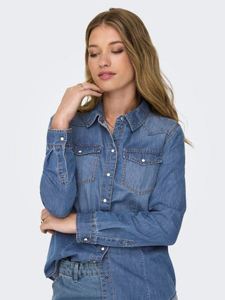 ONLY CAMICIA ALEXA LONG SLEEVES DENIM SHIRT ANA DONNA 15315185 MBD
