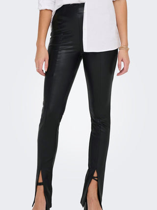 ONLY W LEGGINS PAPAYA FAUX LEATH SLIT 15290415