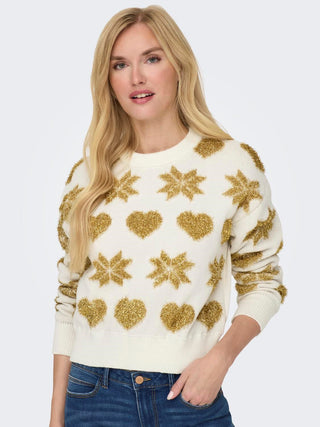 ONLY W SWEATER XMAS LOVE LS LOOSE O-NECK KNT 15304607