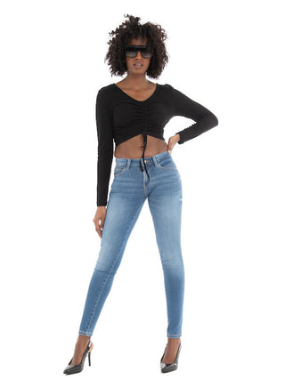 ONLY T-SHIRT SHIA LONG SLEEVES RUCHING SHORT 15252040 BLK
