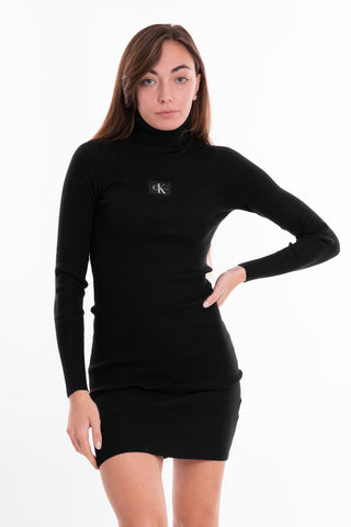 CALVIN KLEIN JEANS W BADGE ROLL NECK SWEATER DRESS J221690