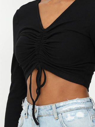ONLY T-SHIRT SHIA LONG SLEEVES RUCHING SHORT 15252040 BLK