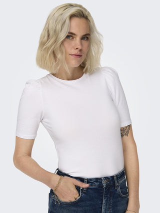 ONLY T-SHIRT LIVE LOVE 2/4 Pufftop WOMEN 15282484 WHT