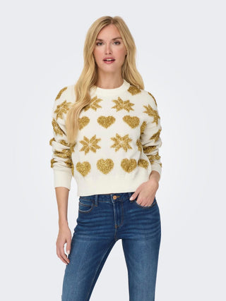 ONLY W SWEATER XMAS LOVE LS LOOSE O-NECK KNT 15304607