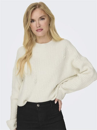 ONLY W SWEATER MARILLA LS PEARL ONECK KNT 15302212