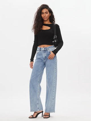 ONLY T-SHIRT MEDDI LONG SLEEVES PEEK-A-BOO O-NECK WOMEN 15311084 BLK