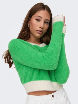 ONLY W DOWN PULLOVER LONG SLEEVES CROP CONTRAST 15270559