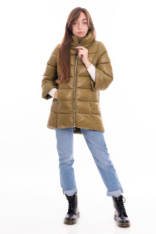 MARKUP W MIDI NYLON DOWN JACKET WITH 3/4 SLEEVES MW24003