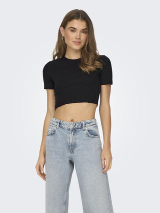 ONLY T-SHIRT RENE SHORT SLEEVES OPER BACK HEART TOP WOMEN 15315362 BLK