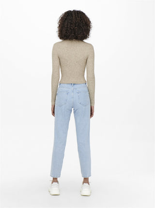 ONLY W TOP CREW NECK SINA RIB LONG SLEEVE CROPPED PU 15271540