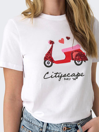 ONLY T-SHIRT KITA LIFE REG SHORT SLEEVES HEART TOP BOX DONNA 15316574 BWC