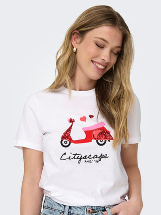 ONLY T-SHIRT KITA LIFE REG SHORT SLEEVES HEART TOP BOX DONNA 15316574 BWC