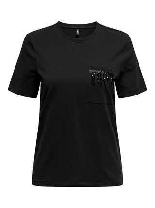 ONLY T-SHIRT TRIBE LIFE SHORT SLEEVES POCKET WOMEN 15315348 BLK