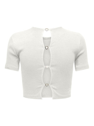 ONLY T-SHIRT RENE SHORT SLEEVES OPER BACK HEART TOP WOMEN 15315362 CLD